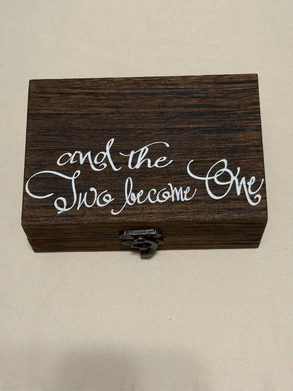 White Patterned Valentine’s Day LOVE Sign & Brown Western Wedding Ring Box